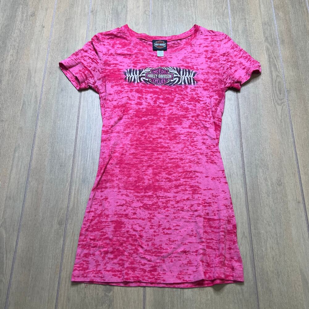 Vintage Harley-Davidson pink burnout tee Reno,‎ Nevada. USA Women Sz Small Y2K